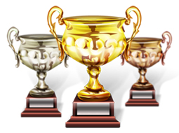 Medaglie virtuali Oro, Argento e bronzo e Trofei per i vincitori